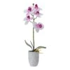 MIKASA 16 Inch Faux Orchid In Grey Pot, White And Fuchsia