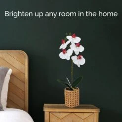 MIKASA 16 Inch Faux Orchid In Tan Pot, White And Pink -Mikasa 16 inch faux orchid in tan pot white and pink 5293732 3