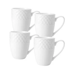 MIKASA Trellis White Set Of 4 Mugs