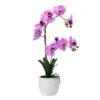 MIKASA 22 Inch Faux Orchid In White Leaf Pot, Fuchsia