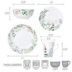 MIKASA Tivoli Garden 16 Piece Dinnerware Set, Service For 4 -Mikasa 5229054 dimensions