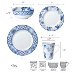 MIKASA Kiley 16 Piece Dinnerware Set, Service For 4 17 MIKASA Kiley 16 Piece Dinnerware Set, Service For 4 -Mikasa 5263748 dimensions