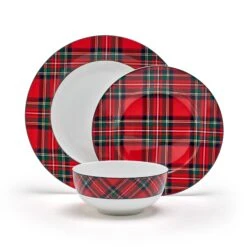 MIKASA Tartan Red 24 Piece Dinnerware Set, Service For 8 -Mikasa 5311867 FR tartanred24piecedinnerwareset
