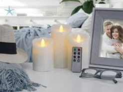 MIKASA Flameless Set Of 3 Melted Edge Pillar LED Candles With Remote -Mikasa Flameless Set of 3 Melted Edge Pillar LED Candles with Remote 5277338 3