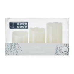 MIKASA Flameless Set Of 3 Melted Edge Pillar LED Candles With Remote -Mikasa Flameless Set of 3 Melted Edge Pillar LED Candles with Remote 5277338 9