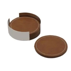MIKASA Faux Leather Stitched Coaster Set