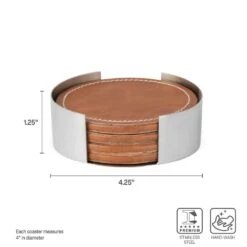 MIKASA Faux Leather Stitched Coaster Set -Mikasa Leather Stitched Coaster Set 5301644 3