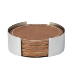 MIKASA Faux Leather Stitched Coaster Set -Mikasa Leather Stitched Coaster Set 5301644 4