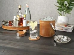 MIKASA Faux Leather Stitched Ice Bucket With Tongs -Mikasa Leather Stitched Ice Bucket with Tongs 5301642 2