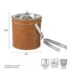 MIKASA Faux Leather Stitched Ice Bucket With Tongs -Mikasa Leather Stitched Ice Bucket with Tongs 5301642 3