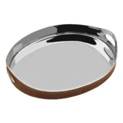 MIKASA Faux Leather Stitched Oval Serving Bar Tray