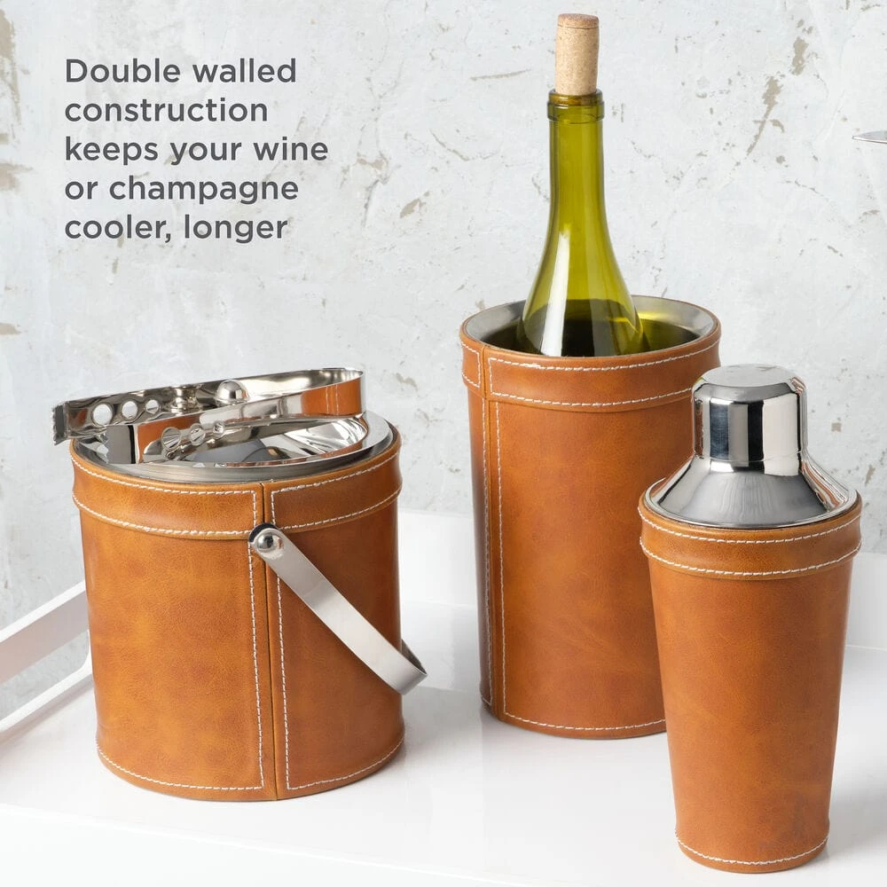 MIKASA Faux Leather Stitched Wine Cooler 2 MIKASA Faux Leather Stitched Wine Cooler - Image 2