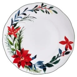 MIKASA Merry Poinsettia 12 Piece Dinnerware Set, Service For 4 -Mikasa MERRY POINSETTIA 12 PIECE DINNERWARE SET SERVICE FOR 4 5297792 5