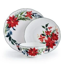 MIKASA Merry Poinsettia 12 Piece Dinnerware Set, Service For 4 -Mikasa MERRY POINSETTIA 12 PIECE DINNERWARE SET SERVICE FOR 4 5297792 8