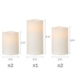 MIKASA Flameless Set Of 5 Wave Pillar LED Candles With Remote -Mikasa Mikasa Set of 5 2 Wax Pillar LED Flameless Candles and Remote 5286025 3