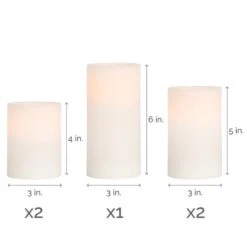 MIKASA Flameless Set Of 5 Pillar LED Candles With Remote -Mikasa Mikasa Set of 5 2 Wax Pillar LED Flameless Candles and Remote 5287496 3