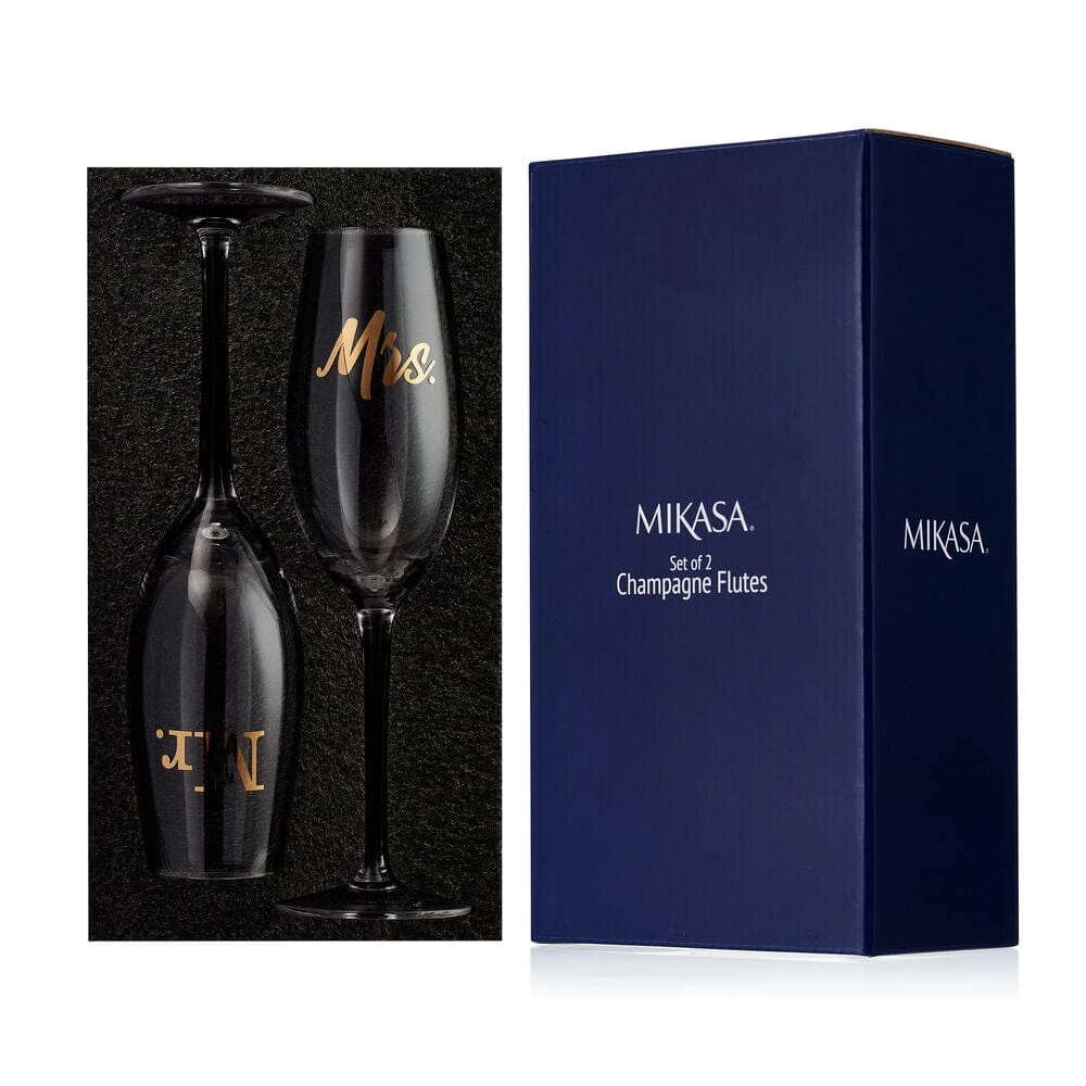 MIKASA Mr. And Mrs. Set Of 2 Champagne Toasting Flute Glasses 7 MIKASA Mr. And Mrs. Set Of 2 Champagne Toasting Flute Glasses - Image 7