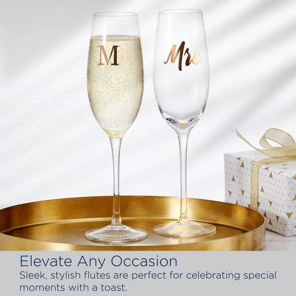 MIKASA Mr. And Mrs. Set Of 2 Champagne Toasting Flute Glasses 6 MIKASA Mr. And Mrs. Set Of 2 Champagne Toasting Flute Glasses - Image 6