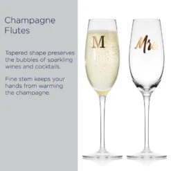 MIKASA Mr. And Mrs. Set Of 2 Champagne Toasting Flute Glasses 15 MIKASA Mr. And Mrs. Set Of 2 Champagne Toasting Flute Glasses -Mikasa Mr. and Mrs. Set of 2 Gold Toasting Flutes 5312428 7