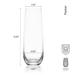 MIKASA Parker Set Of 4 Stemless Flute Glasses -Mikasa Parker Set of 4 Stemless Flute Glasses 5312394 4