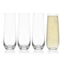 MIKASA Parker Set Of 4 Stemless Flute Glasses -Mikasa Parker Set of 4 Stemless Flute Glasses 5312394 7