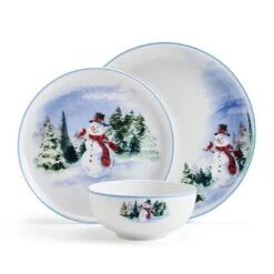 MIKASA Snowman Forest 12 Piece Dinnerware Set, Service For 4 -Mikasa SNOWMAN FOREST 12 PIECE DINNERWARE SET SERVICE FOR 4 5297789 8