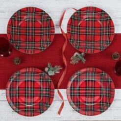 MIKASA Tartan Red Set Of 4 Salad Plates -Mikasa Tartan Red Set of 4 Salad Plates K45311245 3