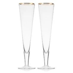 MIKASA Trumpet Gold Set Of 2 Champagne Flute Glasses