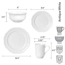 MIKASA Antique White 16 Piece Dinnerware Set, Service For 4 -Mikasa antique white 16 piece dinnerware set service for 4 5185371 5