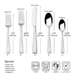 MIKASA Barrett 20 Piece Flatware Set, Service For 4 -Mikasa barrett 20 piece flatware set service for 4 5303243 5