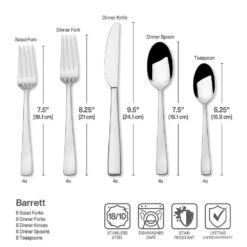 MIKASA Barrett 45 Piece Flatware Set, Service For 8 -Mikasa barrett 45 piece flatware set service for 8 5307804 4