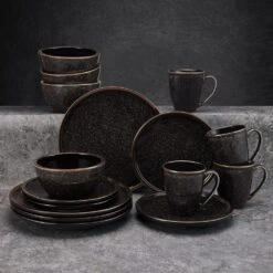 MIKASA Barrett Black 16 Piece Dinnerware Set, Service For 4 -Mikasa barrett black 16 piece dinnerware set service for 4 5287846 2