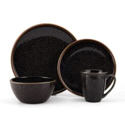 MIKASA Barrett Black 16 Piece Dinnerware Set, Service For 4 -Mikasa barrett black 16 piece dinnerware set service for 4 5287846 9