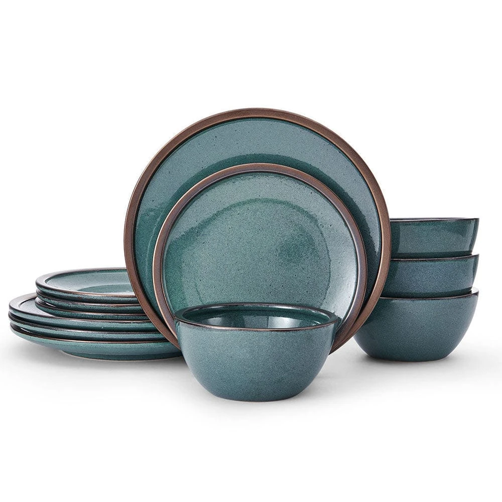 MIKASA Barrett Green 12 Piece Dinnerware Set, Service For 4 1 MIKASA Barrett Green 12 Piece Dinnerware Set, Service For 4
