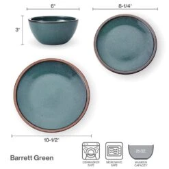 MIKASA Barrett Green 12 Piece Dinnerware Set, Service For 4 12 MIKASA Barrett Green 12 Piece Dinnerware Set, Service For 4 -Mikasa barrett green 12 piece dinnerware set service for 4 5293276 3