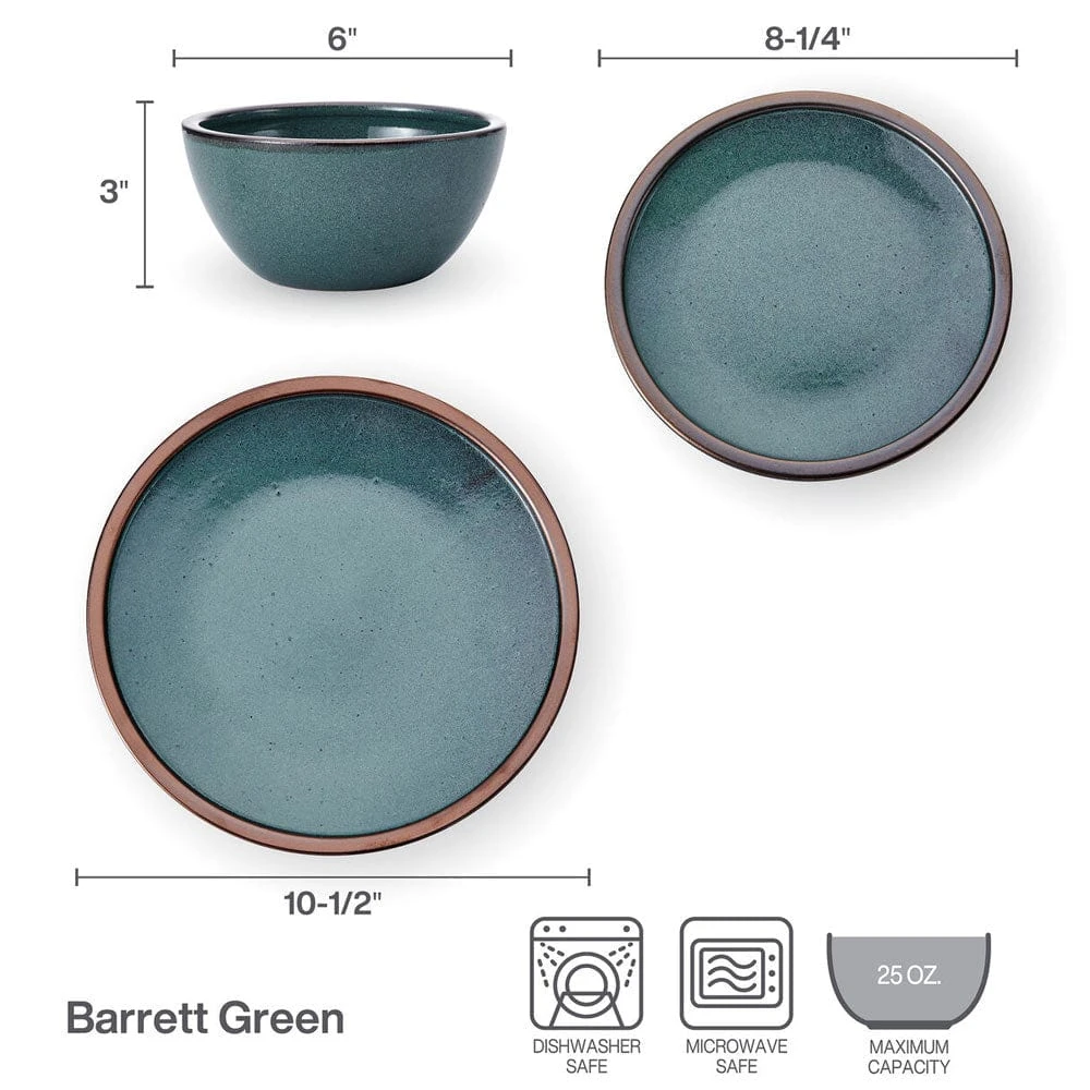 MIKASA Barrett Green 12 Piece Dinnerware Set, Service For 4 4 MIKASA Barrett Green 12 Piece Dinnerware Set, Service For 4 - Image 4