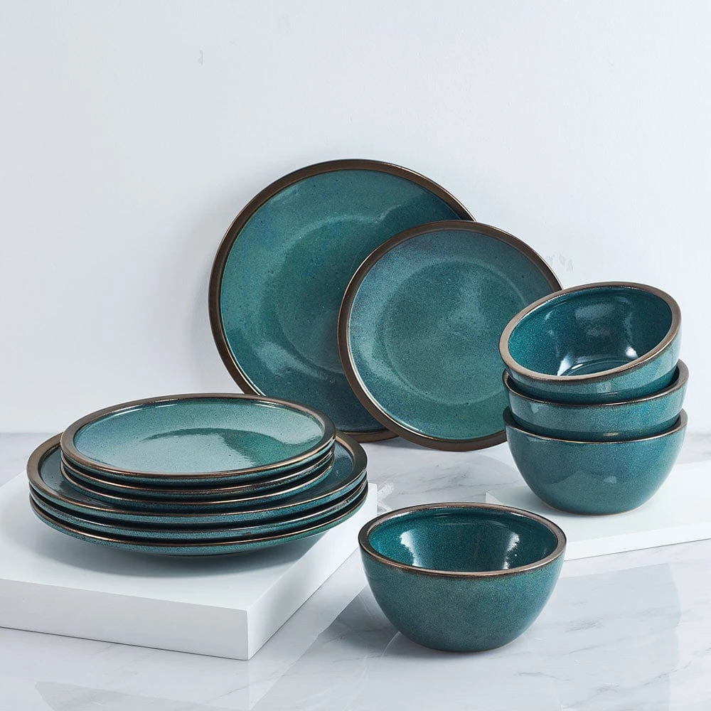 MIKASA Barrett Green 12 Piece Dinnerware Set, Service For 4 2 MIKASA Barrett Green 12 Piece Dinnerware Set, Service For 4 - Image 2