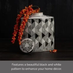 MIKASA Diamond Decorative Oval Canister -Mikasa black and white diamond oval ceramic storage ginger jar canister 5289890 3