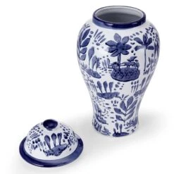 MIKASA Landscape Decorative Canister Vase 9 MIKASA Landscape Decorative Canister Vase -Mikasa blue and white landscape round ceramic storage ginger jar canister 5289425 2