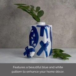MIKASA Paint Stroke Decorative Square Ginger Jar Canister -Mikasa blue and white paint stroke square ceramic storage ginger jar canister 5288411 4