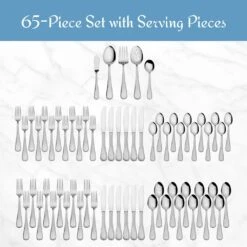 MIKASA Bravo 65 Piece Flatware Set, Service For 12 21 MIKASA Bravo 65 Piece Flatware Set, Service For 12 -Mikasa bravo 65 piece flatware set service for 12 5061640 16