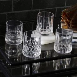 MIKASA Carrick Set Of 4 Double Old Fashioned Whiskey Glasses -Mikasa carrick set of 4 assorted double old fashioned whiskey glasses 5296439 3