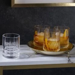 MIKASA Carrick Set Of 4 Double Old Fashioned Whiskey Glasses -Mikasa carrick set of 4 assorted double old fashioned whiskey glasses 5296439 4