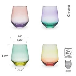 MIKASA Chroma Set Of 4 Stemless Wine Glasses -Mikasa chroma set of 4 stemless wine glasses 5296485 3