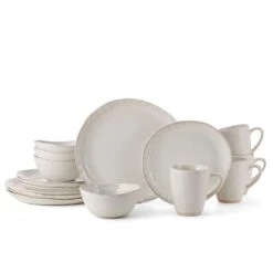 MIKASA Cora White 16 Piece Dinnerware Set, Service For 4