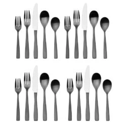 MIKASA Delano Gunmetal 20 Piece Flatware Set, Service For 4 -Mikasa delano gunmetal 20 piece flatware set service for 4 5203216 4