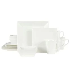 MIKASA Delray Square 16 Piece Dinnerware Set, Service For 4