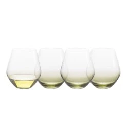 MIKASA Gianna Ombre Sage Set Of 4 Stemless Wine Glasses