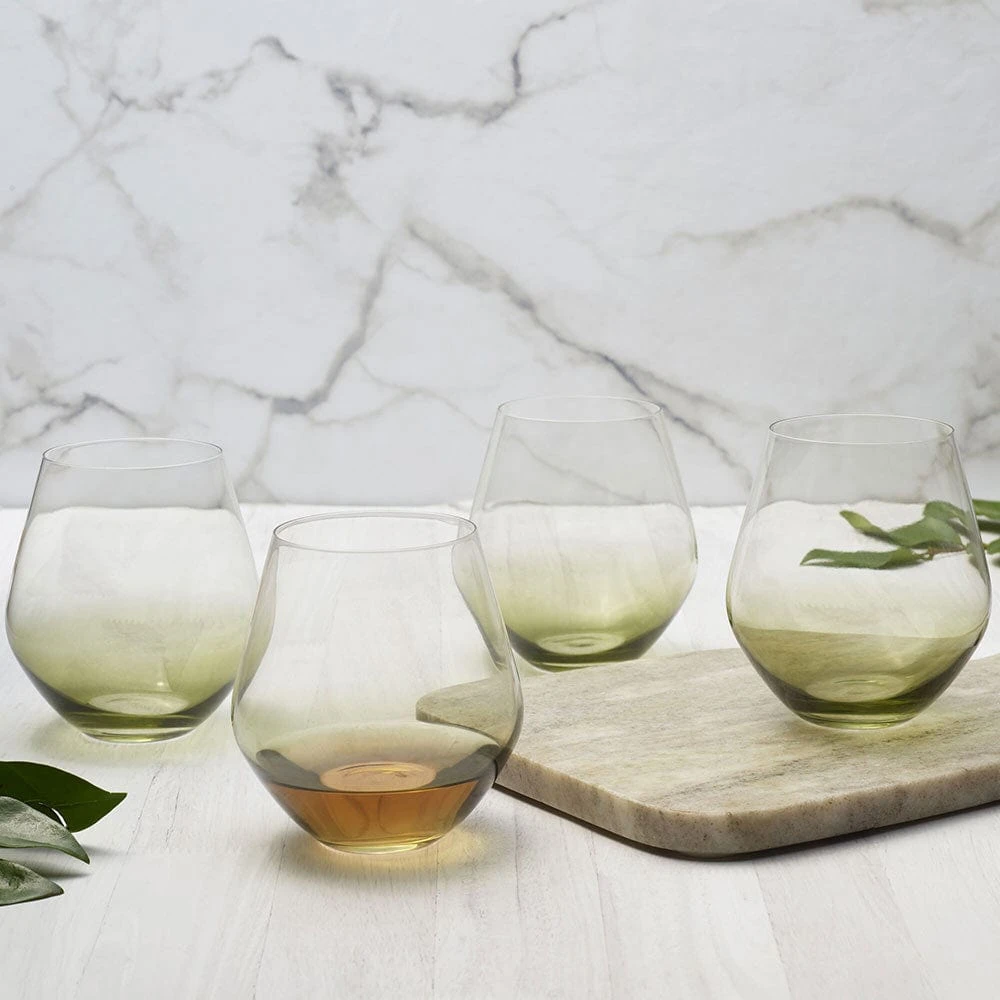 MIKASA Gianna Ombre Sage Set Of 4 Stemless Wine Glasses 2 MIKASA Gianna Ombre Sage Set Of 4 Stemless Wine Glasses - Image 2