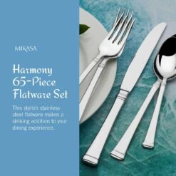 MIKASA Harmony 65 Piece Flatware Set, Service For 12 -Mikasa harmony 65 piece flatware set service for 12 5060761 10